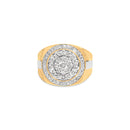 10K Yellow Gold 1 1/2 Cttw Diamond Cluster and Halo Signet Mens Ring (K-L Color, I1-I2 Clarity) - Size 10-1