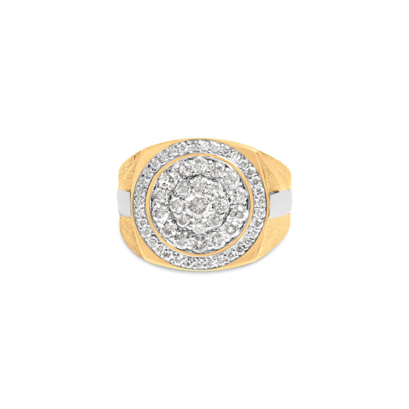 10K Yellow Gold 1 1/2 Cttw Diamond Cluster and Halo Signet Mens Ring (K-L Color, I1-I2 Clarity) - Size 10