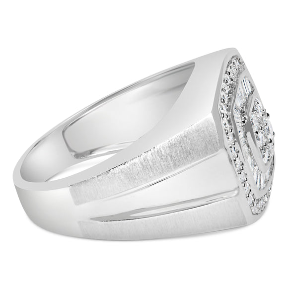 14K White Gold Men's 1 CTTW Diamond Band Ring