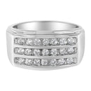14K White Gold Men's Diamond Channel Set Band Ring (1 cttw, H-I Color, SI2-I1 Clarity)-5