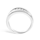 Men's.925 Sterling Silver 1/2 Cttw Diamond 9 Stone Band Ring - Size 10-5