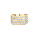 10K Yellow Gold 1.00 Cttw Diamond Multi Row Mens Ring Band-4