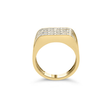 10K Yellow Gold 1.00 Cttw Diamond Multi Row Mens Ring Band - 0