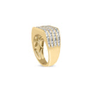 10K Yellow Gold 1.00 Cttw Diamond Multi Row Mens Ring Band-3