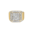 Men's 10K Yellow Gold 2 1/8 Cttw Diamond  Composite Cluster Cocktail Ring Band-1