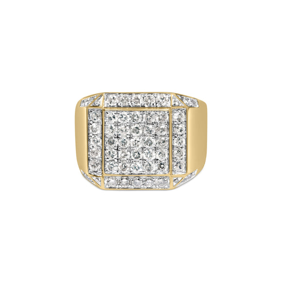 Men's 10K Yellow Gold 2 1/8 Cttw Diamond  Composite Cluster Cocktail Ring Band