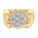 Men's 14K Yellow Gold Plated .925 Sterling Silver 1/3 Cttw Miracle-Set Floral Diamond Cluster Ring (I-J Color, I1-I2 Clarity) - Size 10-6