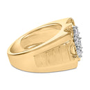 Men's 14K Yellow Gold Plated .925 Sterling Silver 1/3 Cttw Miracle-Set Floral Diamond Cluster Ring (I-J Color, I1-I2 Clarity) - Size 10-7