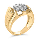 Men's 14K Yellow Gold Plated .925 Sterling Silver 1/3 Cttw Miracle-Set Floral Diamond Cluster Ring (I-J Color, I1-I2 Clarity) - Size 10-8