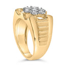 Men's 14K Yellow Gold Plated .925 Sterling Silver 1/3 Cttw Miracle-Set Floral Diamond Cluster Ring (I-J Color, I1-I2 Clarity) - Size 10-9