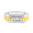 10K Yellow Gold Plated .925 Sterling Silver Diamond Accent Miracle-Set 3 Stone Ridged Band Gentlemen's Fashion Ring (I-J Color, I2-I3 Clarity) - Size 10-7