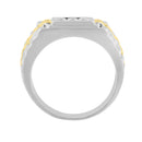 10K Yellow Gold Plated .925 Sterling Silver Diamond Accent Miracle-Set 3 Stone Ridged Band Gentlemen's Fashion Ring (I-J Color, I2-I3 Clarity) - Size 10-8
