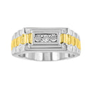 10K Yellow Gold Plated .925 Sterling Silver Diamond Accent Miracle-Set 3 Stone Ridged Band Gentlemen's Fashion Ring (I-J Color, I2-I3 Clarity) - Size 10-9