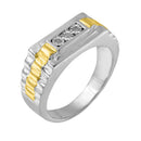 10K Yellow Gold Plated .925 Sterling Silver Diamond Accent Miracle-Set 3 Stone Ridged Band Gentlemen's Fashion Ring (I-J Color, I2-I3 Clarity) - Size 10-10