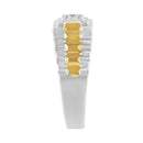 10K Yellow Gold Plated .925 Sterling Silver Diamond Accent Miracle-Set 3 Stone Ridged Band Gentlemen's Fashion Ring (I-J Color, I2-I3 Clarity) - Size 10-11