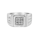 .925 Sterling Silver Diamond Accent Miracle-Set 9 Stone Ridged Band Gentlemen's Fashion Ring (I-J Color, I3 Clarity) - Size 10-6