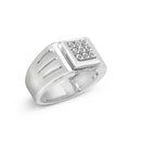 .925 Sterling Silver Diamond Accent Miracle-Set 9 Stone Ridged Band Gentlemen's Fashion Ring (I-J Color, I3 Clarity) - Size 10-8