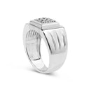 .925 Sterling Silver Diamond Accent Miracle-Set 9 Stone Ridged Band Gentlemen's Fashion Ring (I-J Color, I3 Clarity) - Size 10-9