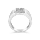 .925 Sterling Silver Diamond Accent Miracle-Set 9 Stone Ridged Band Gentlemen's Fashion Ring (I-J Color, I3 Clarity) - Size 10-10