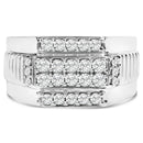 Men's .925 Sterling Silver 1.00 Cttw Diamond Multi Row Band Ring -Size 10-1
