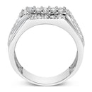 Men's .925 Sterling Silver 1.00 Cttw Diamond Multi Row Band Ring -Size 10-5