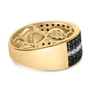 Men's 14K Yellow Gold Plated .925 Sterling Silver 1.00 Cttw White and Black Diamond Cluster Ring-2