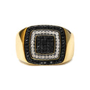 Men's 10K Yellow Gold 3/4 Cttw White and Black Treated Diamond Ring Band (Black / I-J Color, I2-I3 Clarity) - Size 10-5