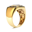 Men's 10K Yellow Gold 3/4 Cttw White and Black Treated Diamond Ring Band (Black / I-J Color, I2-I3 Clarity) - Size 10-8