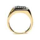 Men's 10K Yellow Gold 1.00 Cttw Cushion Cluster Black and White Diamond Statement Ring (I-J Color, I2-I3 Clarity) - Ring Size 10.5-4