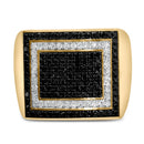 Men's 10K Yellow Gold 1 1/4 Cttw White and Black Diamond Geometric Ring-1