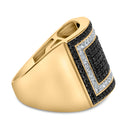 Men's 10K Yellow Gold 1 1/4 Cttw White and Black Diamond Geometric Ring-2