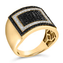 Men's 10K Yellow Gold 1 1/4 Cttw White and Black Diamond Geometric Ring-3