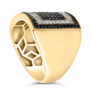 Men's 10K Yellow Gold 1 1/4 Cttw White and Black Diamond Geometric Ring-4
