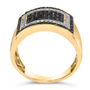 Men's 10K Yellow Gold 1 1/4 Cttw White and Black Diamond Geometric Ring-5