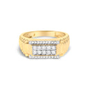 Men's 14K Yellow Gold Plated Sterling Silver Natural 1/2 Cttw Diamond Rectangular Halo Band Ring-1