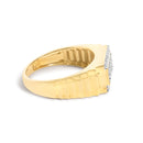 Men's 14K Yellow Gold Plated Sterling Silver Natural 1/2 Cttw Diamond Rectangular Halo Band Ring-2