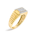 Men's 14K Yellow Gold Plated Sterling Silver Natural 1/2 Cttw Diamond Rectangular Halo Band Ring-3