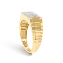 Men's 14K Yellow Gold Plated Sterling Silver Natural 1/2 Cttw Diamond Rectangular Halo Band Ring-4
