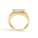 Men's 14K Yellow Gold Plated Sterling Silver Natural 1/2 Cttw Diamond Rectangular Halo Band Ring-5