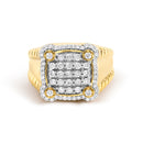 Men's 14K Yellow Gold Plated Sterling Silver 1.0 Cttw Diamond Square Motif Band Ring-1