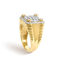 Men's 14K Yellow Gold Plated Sterling Silver 1.0 Cttw Diamond Square Motif Band Ring-4