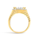Men's 14K Yellow Gold Plated Sterling Silver 1.0 Cttw Diamond Square Motif Band Ring-5