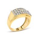 Men's 14K Yellow Gold Plated Sterling Silver 3/4 Cttw Diamond 3 Row Band Ring-3