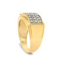 Men's 14K Yellow Gold Plated Sterling Silver 3/4 Cttw Diamond 3 Row Band Ring-4