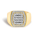 Men's 14K Yellow Gold Plated Sterling Silver 3/4 Cttw Diamond Cushion Head and Halo Band Ring-1