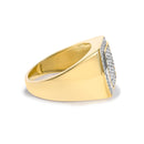 Men's 14K Yellow Gold Plated Sterling Silver 3/4 Cttw Diamond Cushion Head and Halo Band Ring-2