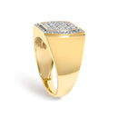 Men's 14K Yellow Gold Plated Sterling Silver 3/4 Cttw Diamond Cushion Head and Halo Band Ring-4