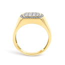 Men's 14K Yellow Gold Plated Sterling Silver 3/4 Cttw Diamond Cushion Head and Halo Band Ring-5