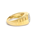 Men's 14K Yellow Gold Plated Sterling Silver 1/3 Cttw Diamond Grooved Band Ring-2