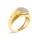 Men's 14K Yellow Gold Plated Sterling Silver 1/3 Cttw Diamond Grooved Band Ring-3